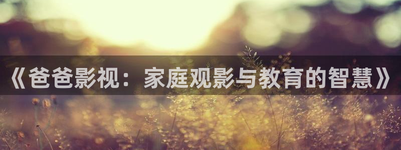驰策影院在线观看：《爸爸影视：家庭观影与教育的智慧》